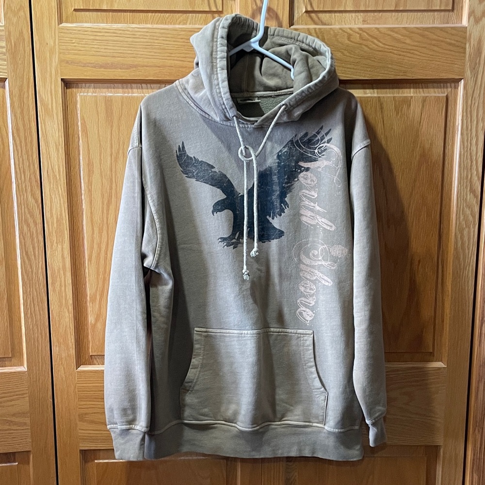 Avalon Men's Tan Hoodie with Eagle Graphic